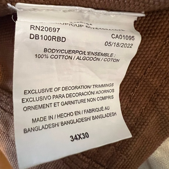 Dickies Bib Overalls / Brown Duck / Workwear / Size: 34x24 - Picture 11 of 12